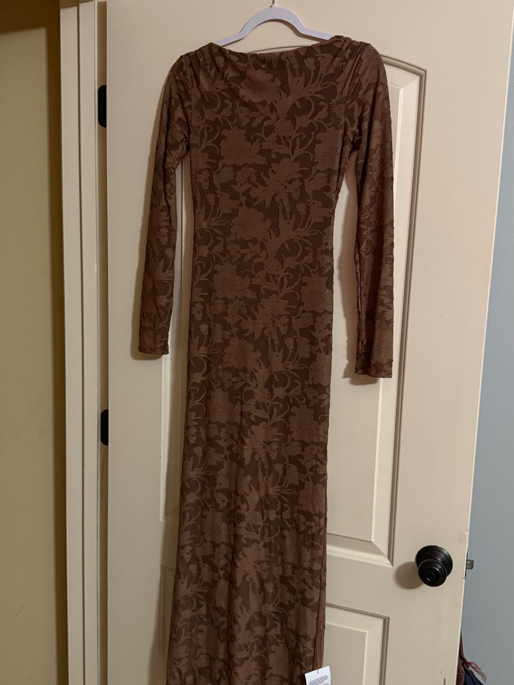 ASOS Brown Floral Jacquard Maxi Dress